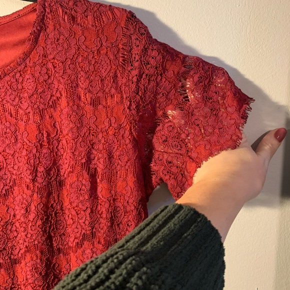 Red Lace Midi Dress - Picture 5 of 12